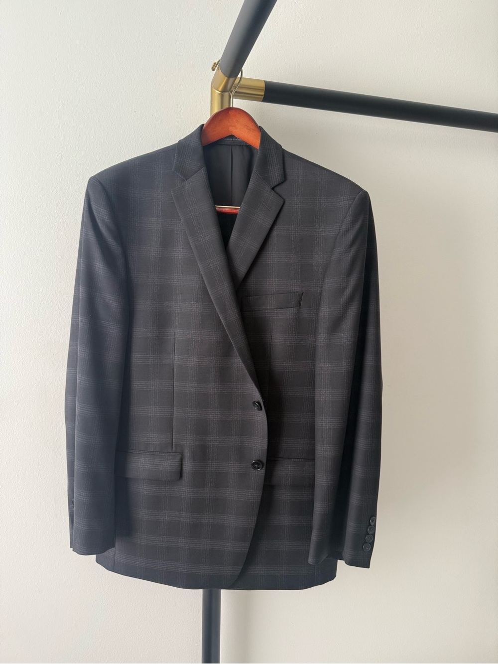 Calvin Klein Dark Charcoal Plaid Sport Coat